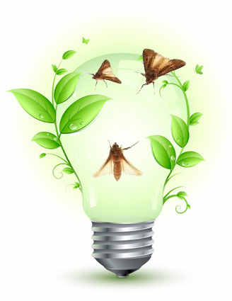 lâmpada verde mariposas