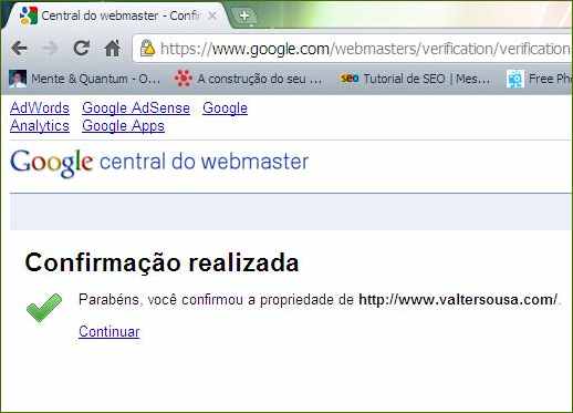 google webmasters tools ferramentas verificação titularidade