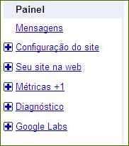ferramentas google webmasters tools menu principal