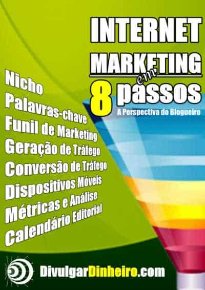 A capa do ebook Internet Marketing em 8 Passos foi construída no Photoimpact.