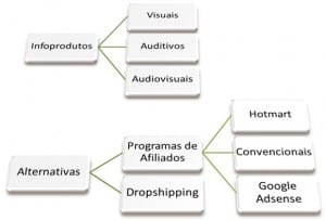 infoprodutos videoaulas ebook programas afiliados dropshipping