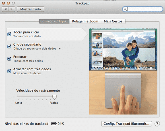 configuracoes trackpad mac
