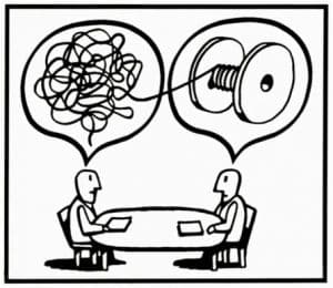 Coach coaching novelo conversa mesa pessoas
