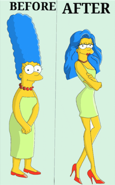 Marge Simpson Antes de Depois Before After