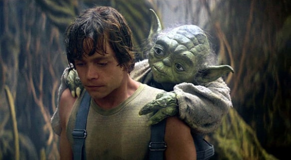 Mestre Yoda e Luke Skywalker em Star Wars - O mentor
