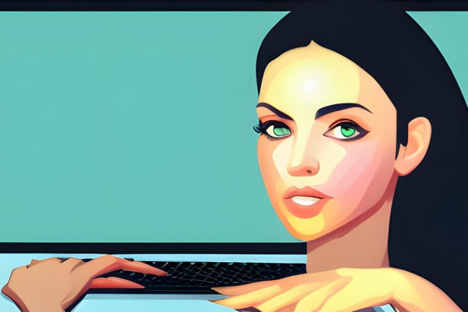 A imagem retrata uma mulher concentrada trabalhando em um laptop, com um olhar determinado - Ela está envolvida em atividades relacionadas a ganhar dinheiro pela internet, como marketing digital, negócios online e empreendedorismo - receber dinheiro pela internet