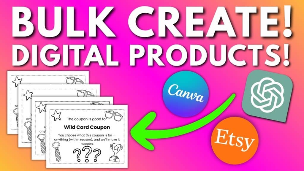FASTEST way to CREATE Digital Products in MINUTES with Canva & ChatGPT (List and Sell on Etsy EASY!)