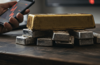 Ouro fecha em queda e prata tomba 9,8% com menor expectativa de corte de juros nos EUA