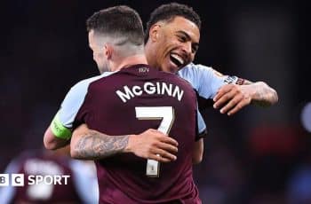 Emi Buendia and Aston Villa celebrate