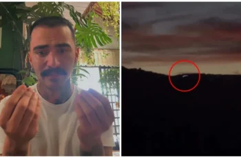 Colagem do influenciador que registrou imagens de um suposto disco voador em Campo Largo.