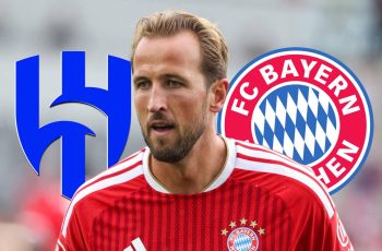 Al-Hilal em negociações com Harry Kane enquanto Bayern Munich busca renovar contrato do atacante 2 Bayern Munich striker Harry Kane next to the Al-Hilal and Bayern Munich badges