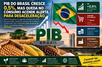 PIB do Brasil cresce 0,5% no segundo trimestre de 2026, mas consumo das famílias cai 0,4% 10 PIB do Brasil cresce 0,5%, mas queda no consumo acende alerta para desaceleração