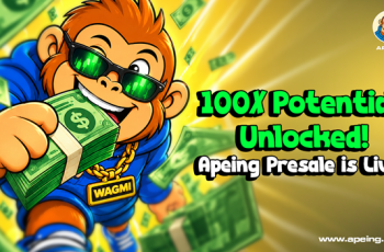 Apeing avança para o Estágio 3 da pré-venda com preço atual de US$ 0,0004 e próximo estágio a US$ 0,0005. 11 best crypto presale, Apeing presale, Apeing price prediction, crypto presale 2026, early stage crypto, crypto presale opportunities, Apeing $APEING, Solana price prediction 2030, ETH price prediction 2032, best crypto to explode